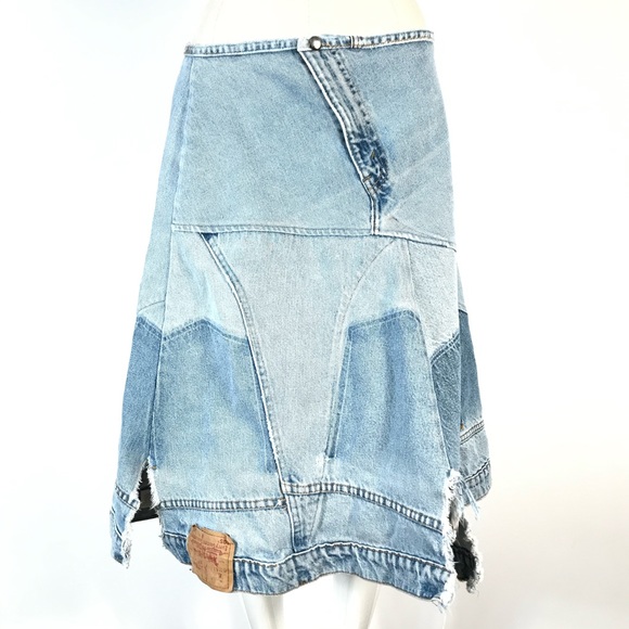 preloved Dresses & Skirts - preloved patchwork denim skirt distressed